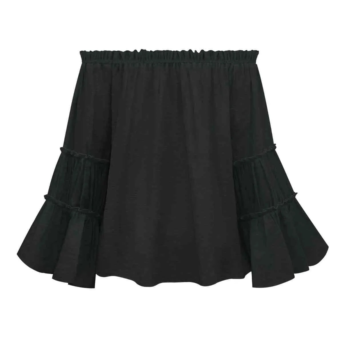 Off-Shoulder Frill Trim Blouse Blouses - Tophatter Daily Deals