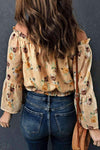 Floral Off-Shoulder Ruffle Hem Top Blouses - Tophatter Daily Deals