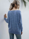 Heathered Boat Neck Long Sleeve Tee Women's T-Shirts - Tophatter Daily Deals