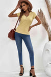 Buttoned Short Sleeve Tee Shirt Women's T-Shirts - Tophatter Daily Deals