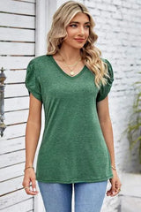 V-Neck Twisted Short Sleeve T-Shirt Women's T-Shirts - Tophatter Daily Deals