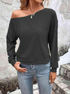 Eyelet Dropped Shoulder Blouse Black Blouses - Tophatter Daily Deals