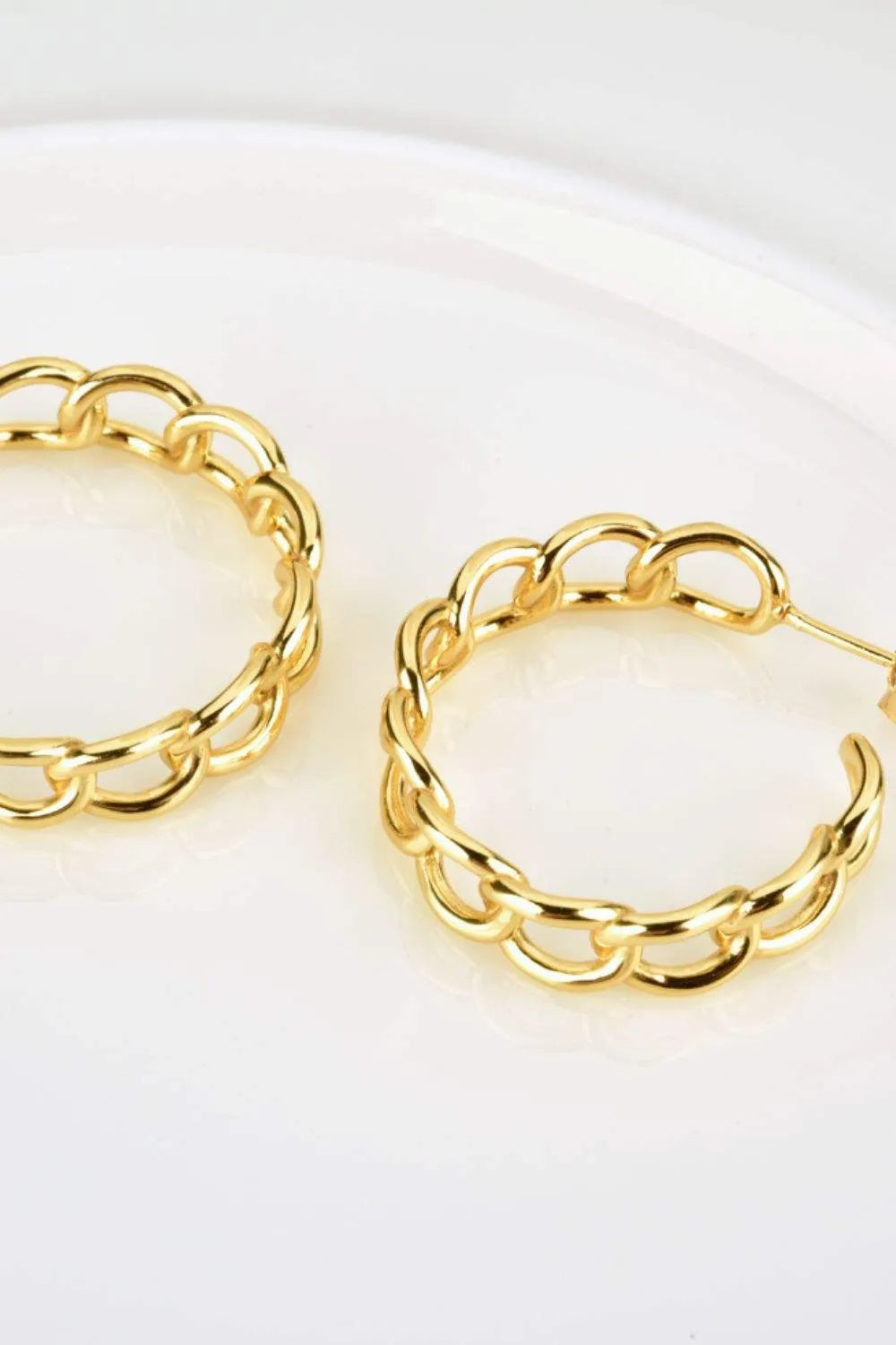 Chain C-Hoop 925 Sterling Silver Earrings Earrings - Tophatter Daily Deals