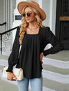 Square Neck Puff Sleeve Blouse Women's T-Shirts - Tophatter Daily Deals