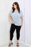 Zenana Simply Comfy Full Size V-Neck Loose Fit T-Shirt in Blue Women's T-Shirts - Tophatter Daily Deals