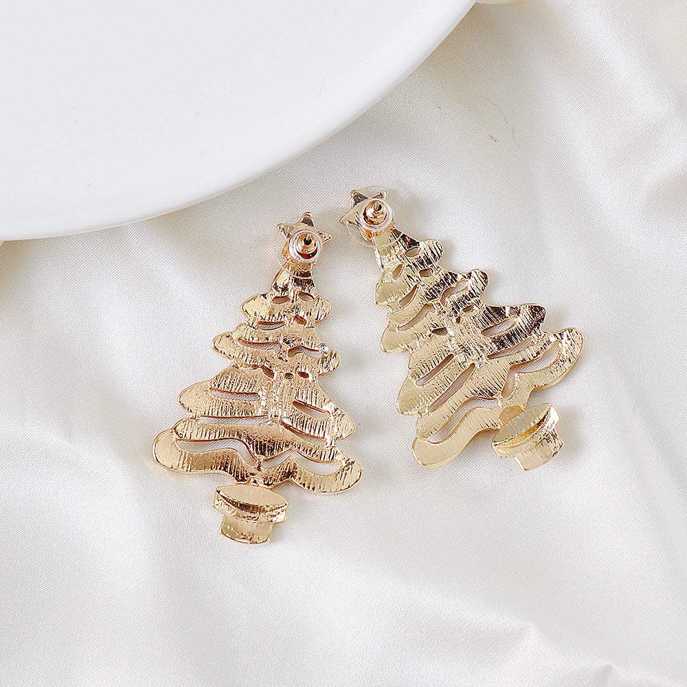 Rhinestone Alloy Christmas Tree Earrings Earrings - Tophatter Daily Deals