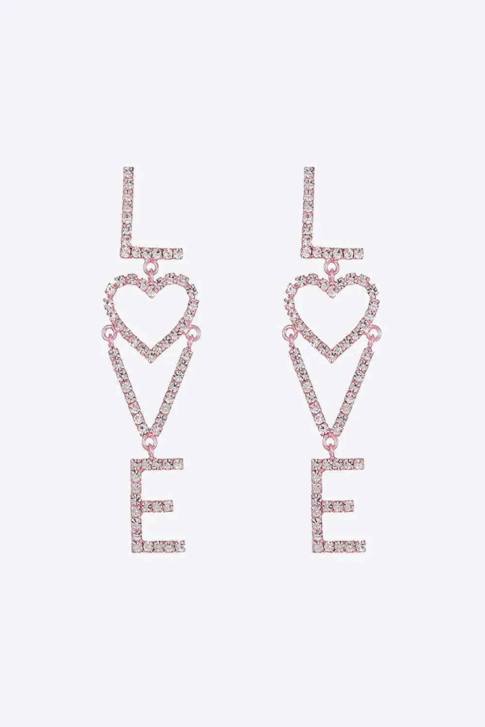 LOVE Glass Stone Zinc Alloy Earrings Blush Pink One Size Earrings - Tophatter Daily Deals