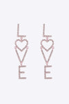 LOVE Glass Stone Zinc Alloy Earrings Blush Pink One Size Earrings - Tophatter Daily Deals