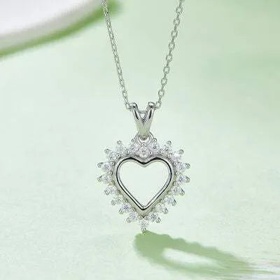 Moissanite 925 Sterling Silver Heart Pendant Necklace Silver One Size Moissanite - Tophatter Daily Deals