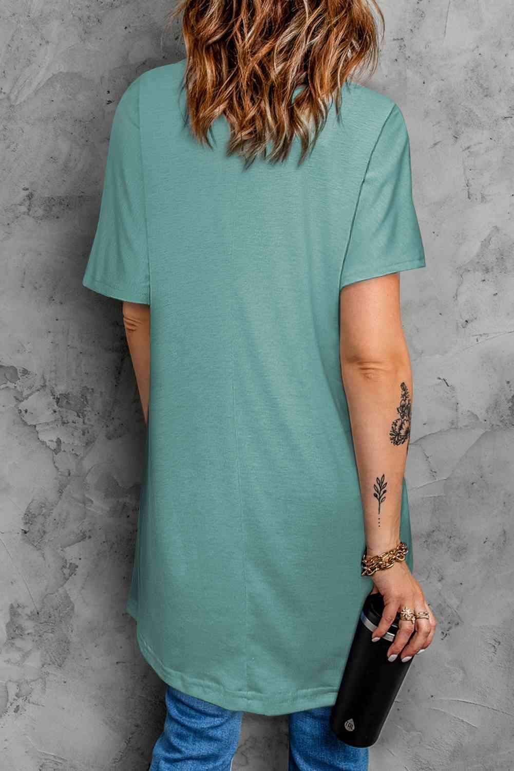 Round Neck Short Sleeve Tunic Tee Women's T-Shirts - Tophatter Daily Deals