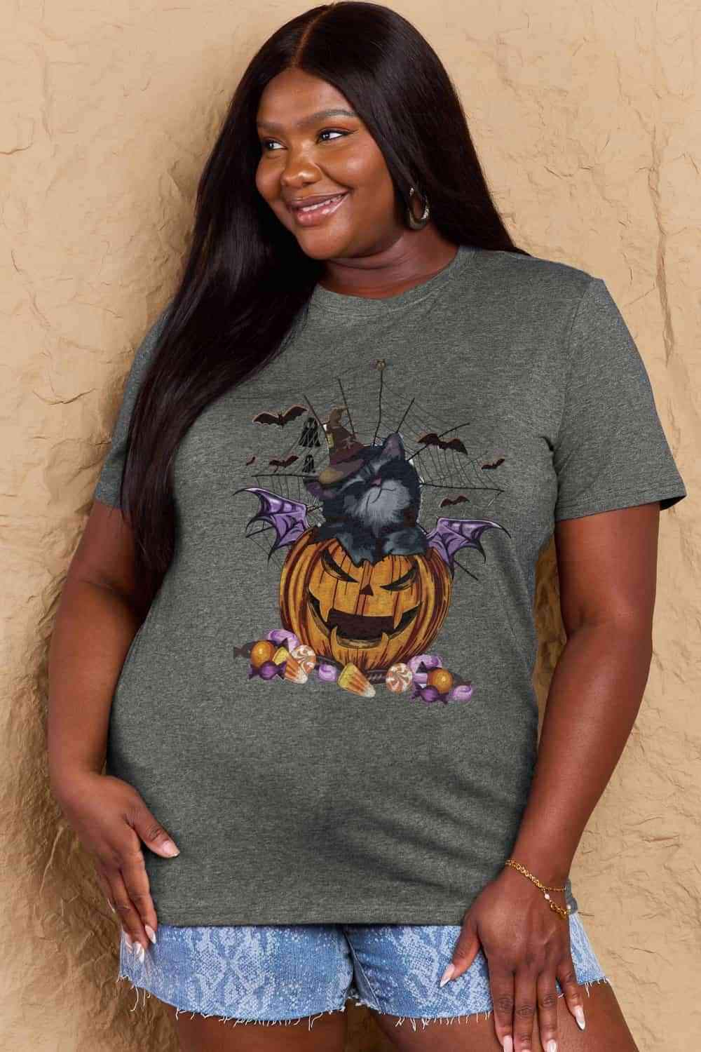 Simply Love Full Size Jack-O'-Lantern Graphic T-Shirt Women's T-Shirts - Tophatter Daily Deals