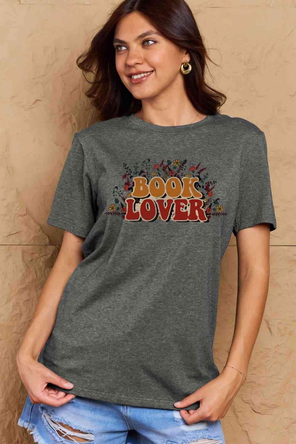 Simply Love Full Size BOOK LOVER Graphic Cotton Tee Women's T-Shirts - Tophatter Daily Deals