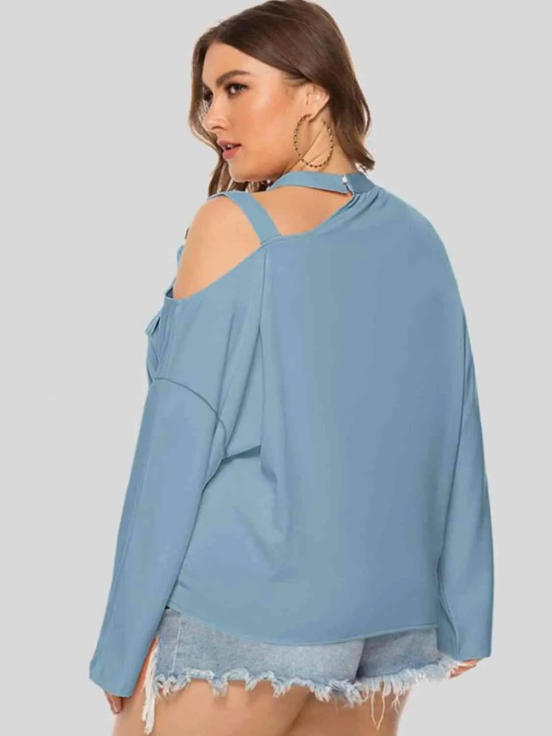 Plus Size Cold-Shoulder Tied Top Blouses - Tophatter Daily Deals