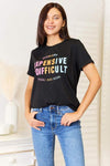 Simply Love Slogan Graphic Cuffed Sleeve T-Shirt Women's T-Shirts - Tophatter Daily Deals