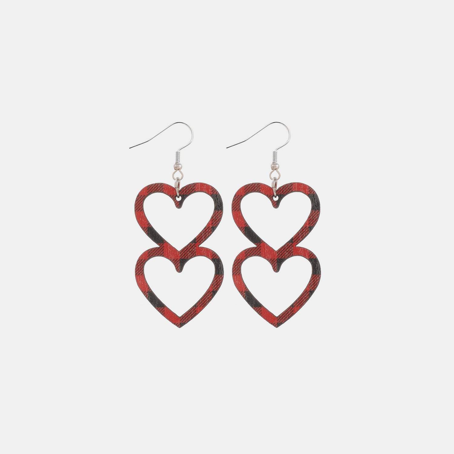 Cutout Heart Shape Wood Earrings Brick Red One Size Earrings - Tophatter Daily Deals