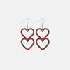 Cutout Heart Shape Wood Earrings Brick Red One Size Earrings - Tophatter Daily Deals