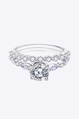 2-Piece Inlaid Moissanite Ring Silver Moissanite - Tophatter Daily Deals