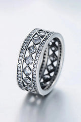 925 Sterling Silver Cutout Cubic Zirconia Ring Rings - Tophatter Daily Deals