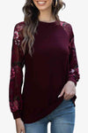 Long Raglan Sleeve Round Neck Tee Floral Women's T-Shirts - Tophatter Daily Deals