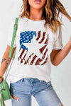 US Flag Graphic Round Neck Tee Women's T-Shirts - Tophatter Daily Deals