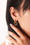 18K Gold-Plated Inlaid Zircon Double-Hoop Earrings Earrings - Tophatter Daily Deals