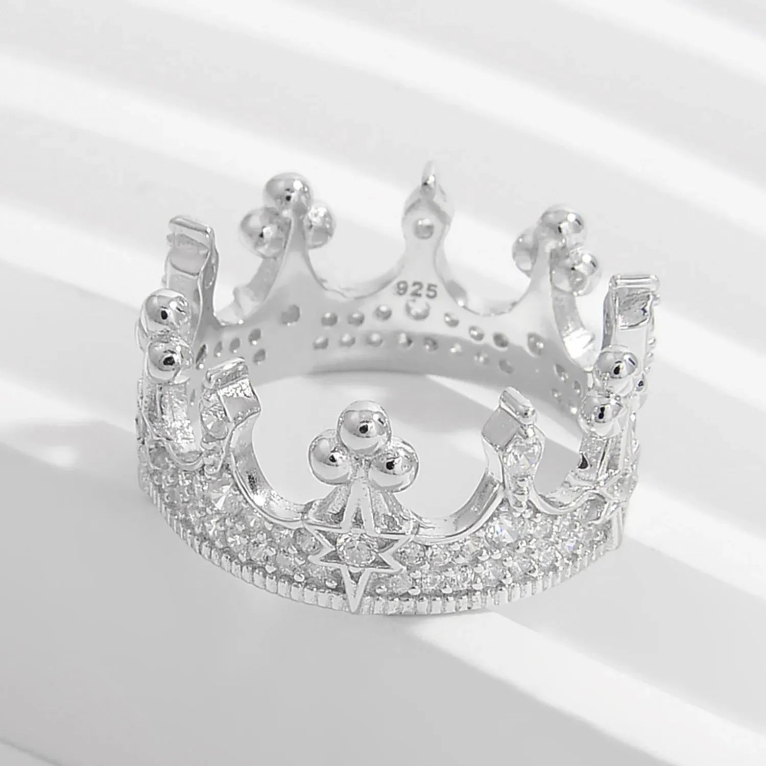 Crown Shape Zircon 925 Sterling Silver Ring Rings - Tophatter Daily Deals