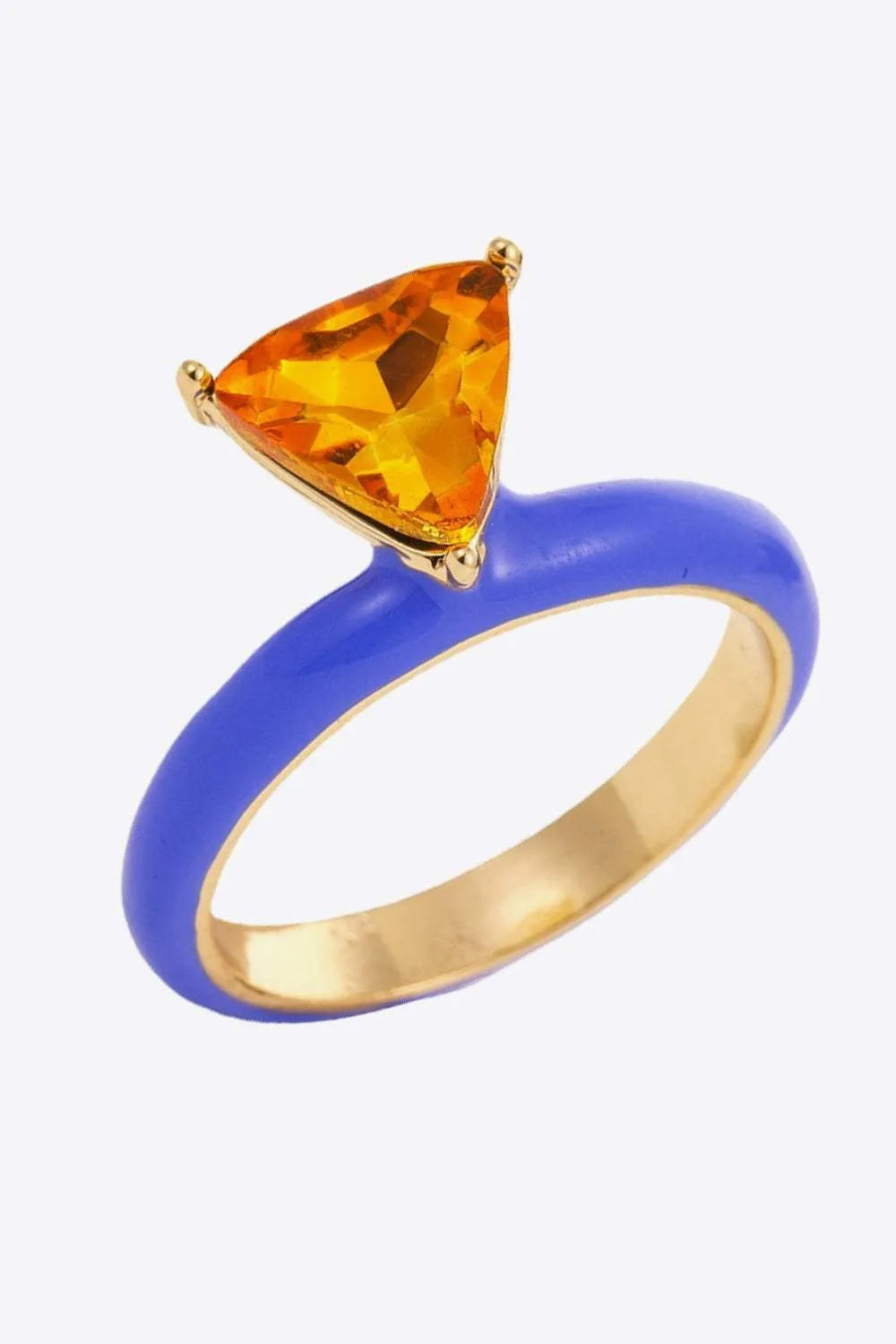 18K Gold Plated Triangle Glass Stone Ring Rings - Tophatter Daily Deals
