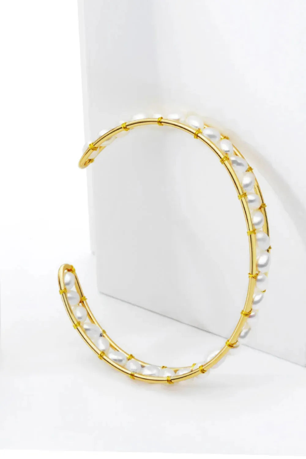 Freshwater Pearl Copper Open Bracelet Bracelets - Tophatter Daily Deals