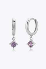 Inlaid Zircon Huggie Drop Earrings Silver Purple One Size Earrings - Tophatter Daily Deals