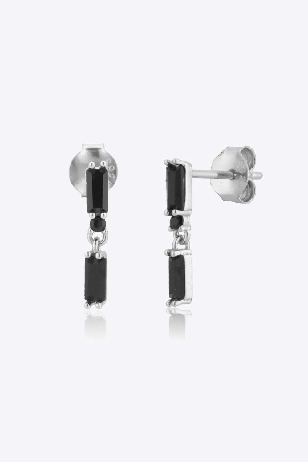 Zircon 925 Sterling Silver Drop Earrings Silver Black One Size Earrings - Tophatter Daily Deals