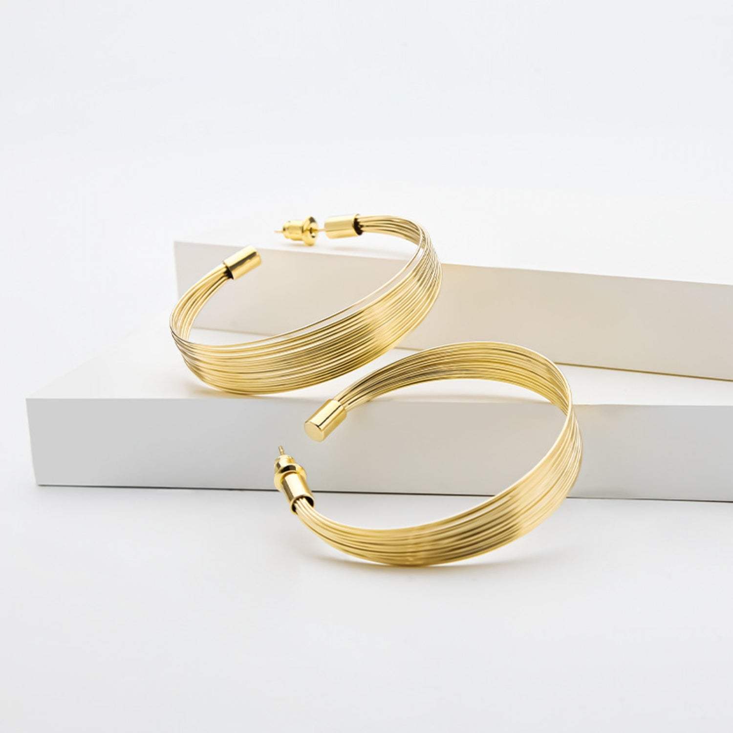 Gold-Plated Copper Layered Hoop Earrings Earrings - Tophatter Daily Deals