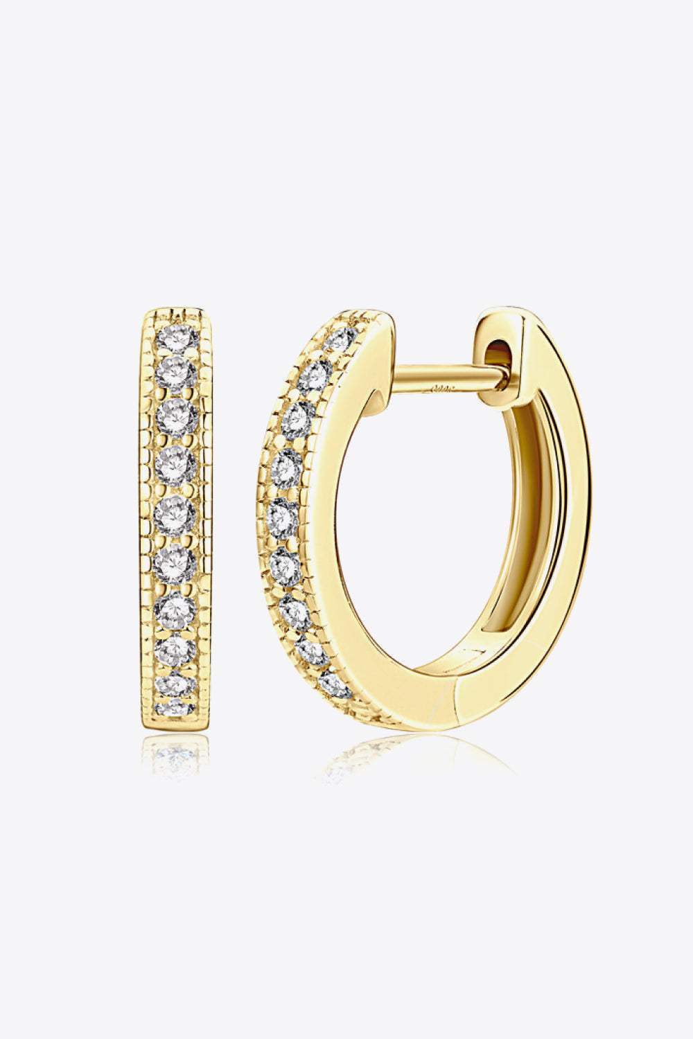 Inlaid Moissanite Hoop Earrings Gold One Size Moissanite - Tophatter Daily Deals