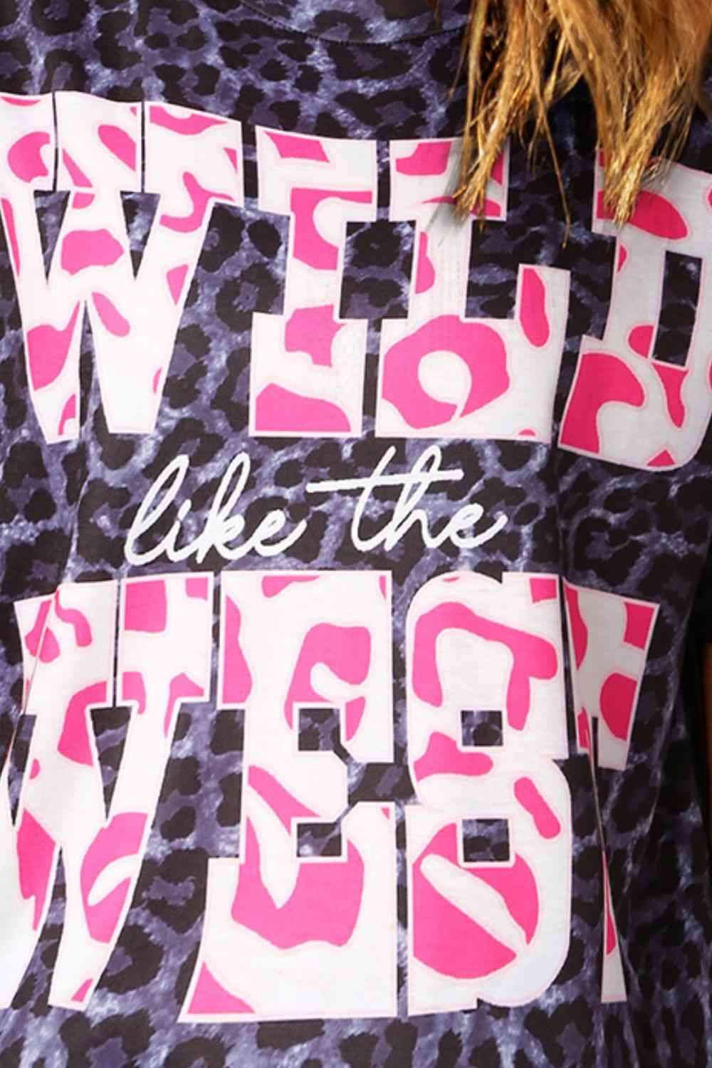 Slogan Graphic Leopard Tee Women's T-Shirts - Tophatter Daily Deals