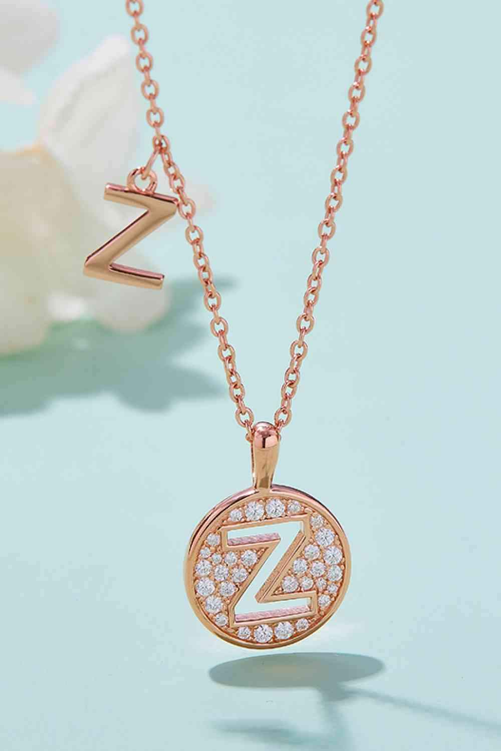 Moissanite U to Z Pendant Necklace Z One Size Moissanite - Tophatter Daily Deals