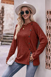 Double Take Ribbed Round Neck Buttoned Tee Women's T-Shirts - Tophatter Daily Deals