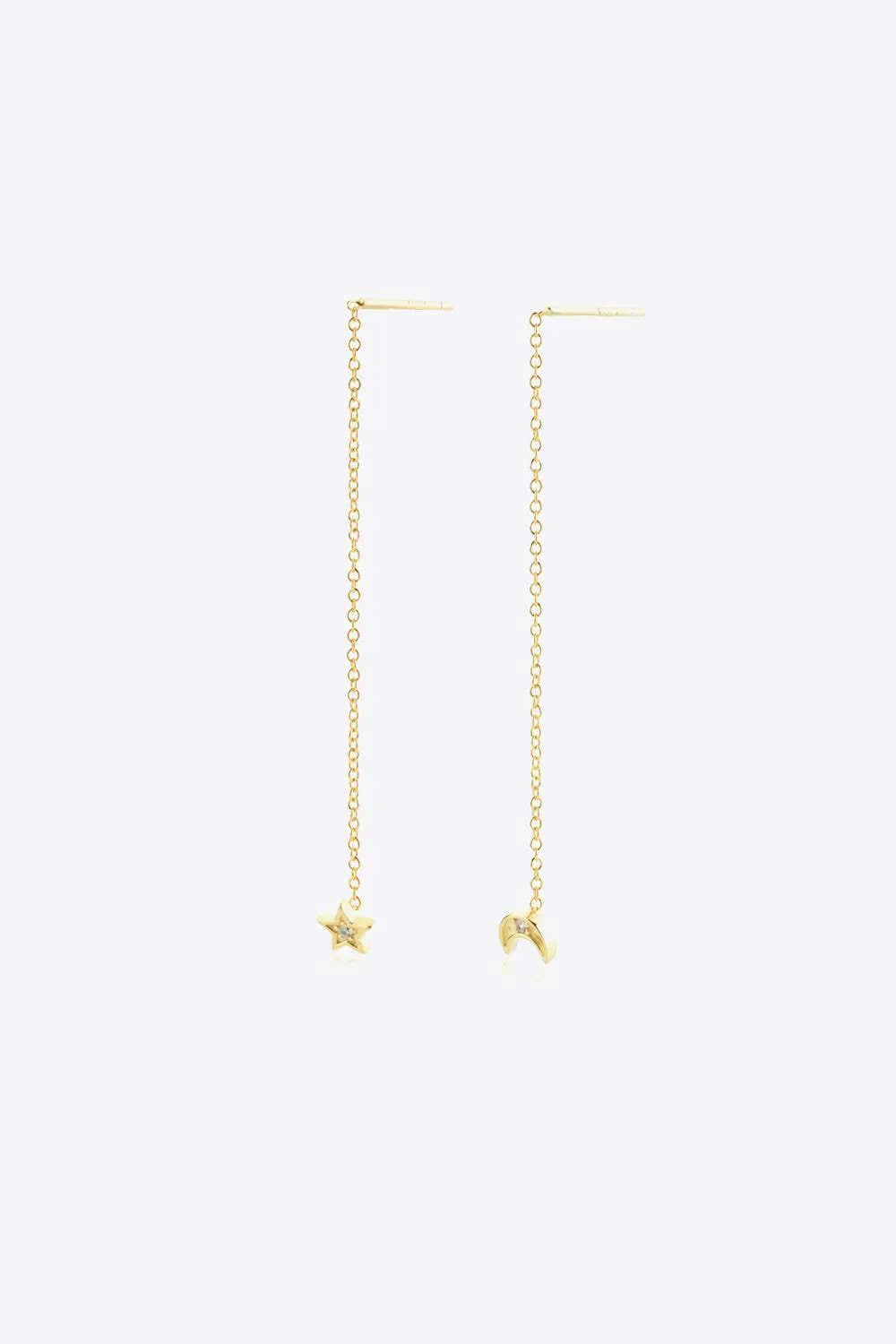 Star and Moon Inlaid Zircon Mismatched Earrings Gold One Size Earrings - Tophatter Daily Deals