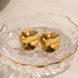 Geometric Pleated 18K Gold-Plated Stud Earrings Earrings - Tophatter Daily Deals