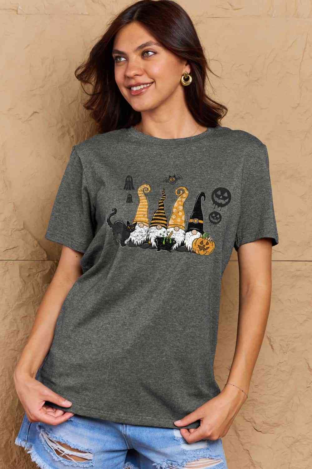 Simply Love Full Size Halloween Theme Graphic Cotton T-Shirt Women's T-Shirts - Tophatter Daily Deals