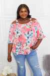 Sew In Love Full Size Fresh Take Floral Cold-Shoulder Top Rouge Pink Blouses - Tophatter Daily Deals