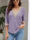 V-Neck Eyelet Blouse Blouses - Tophatter Daily Deals