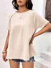 Round Neck Raglan Sleeve Fringe Detail Top Blouses - Tophatter Daily Deals