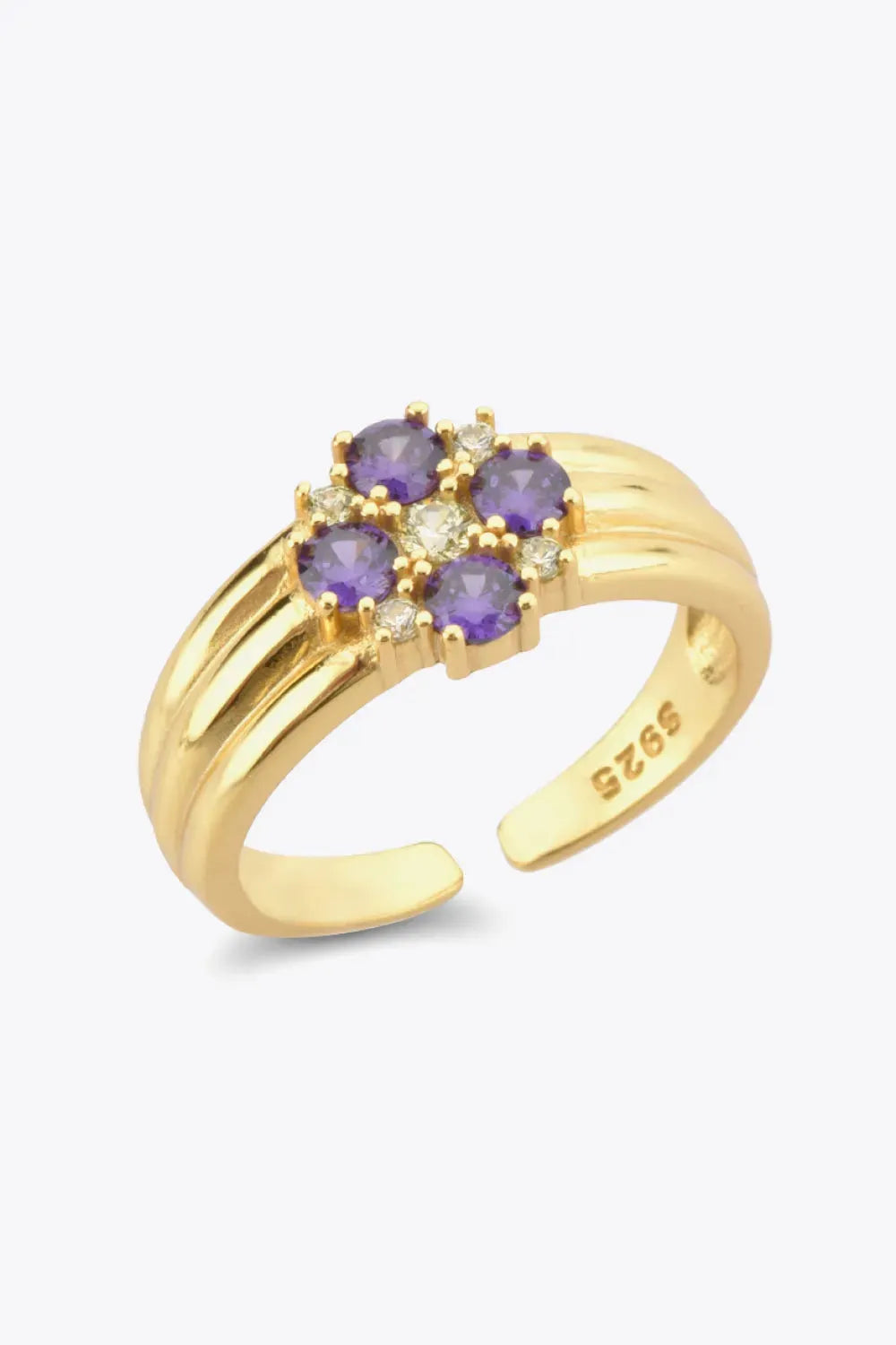 Zircon 925 Sterling Silver Open Ring Purple One Size Rings - Tophatter Daily Deals