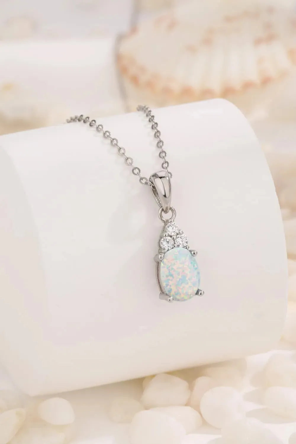 Find Your Center Opal Pendant Necklace White One Size Opal - Tophatter Daily Deals