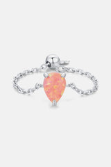 925 Sterling Silver Opal Ring Coral One Size Opal - Tophatter Daily Deals