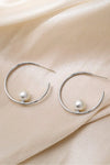 Pearl C-Hoop Earrings Silver One Size Earrings - Tophatter Daily Deals