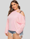 Plus Size Cold-Shoulder Round Neck Blouse Blouses - Tophatter Daily Deals