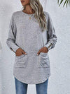 Buttoned Round Neck Long Sleeve T-Shirt Women's T-Shirts - Tophatter Daily Deals