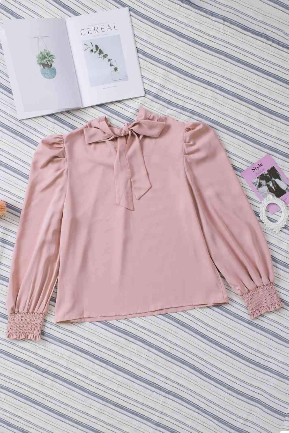 Mock Neck Puff Sleeve Blouse Blouses - Tophatter Daily Deals