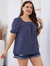 Plus Size Polka Dot Square Neck Blouse Blouses - Tophatter Daily Deals