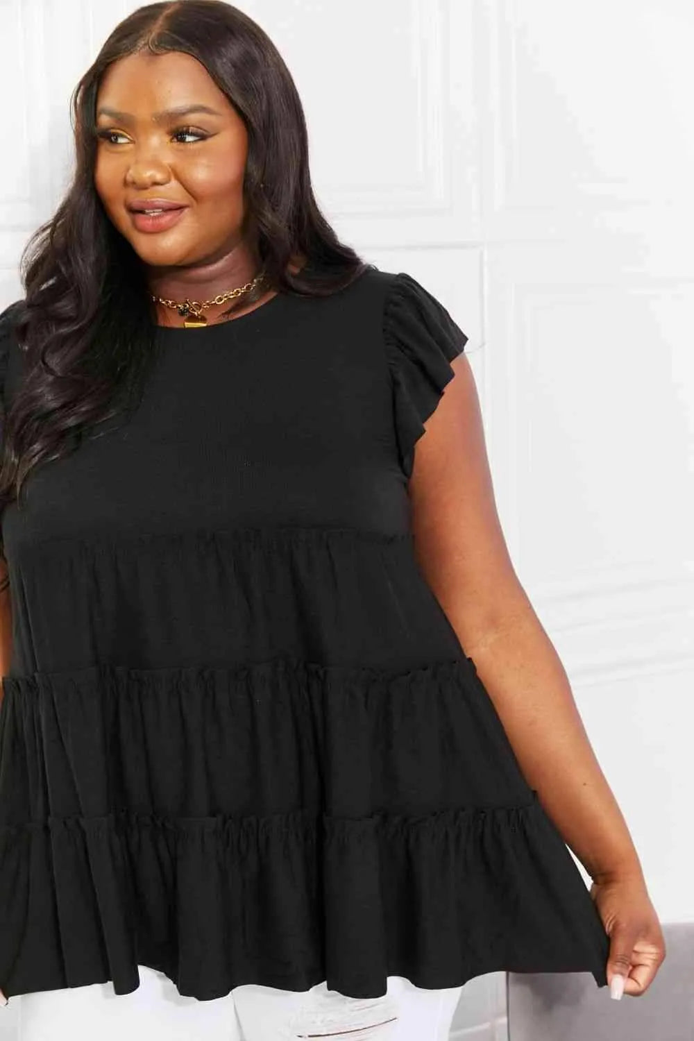 Zenana Full Size Kissing in Kansas City Tiered Top Blouses - Tophatter Daily Deals